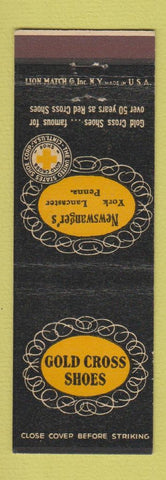Matchbook Cover - Gold Cross Shoes Newswanger's York Lancaster PA