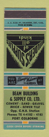 Matchbook Cover - Beam Building Supply cement sand gravel Port Colborne ON