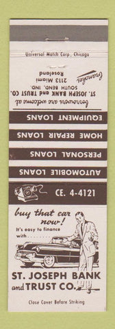 Matchbook Cover - St Joseph Bank and Trust South Bend IN