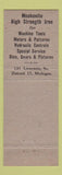 Matchbook Cover - Atlas Metal Foundry Detroit MI