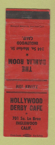 Matchbook Cover - Hollywood Derby Cafe Dahlia Room Inglewood CA WORN