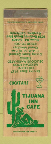 Matchbook Cover - Tijuana Inn Cafe Gardena CA WEAR