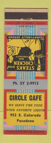 Matchbook Cover - Circle Cafe Pasadena CA