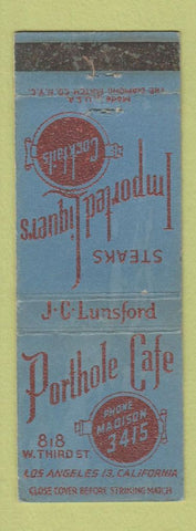 Matchbook Cover - Porthole Cafe Los Angeles CA WEAR