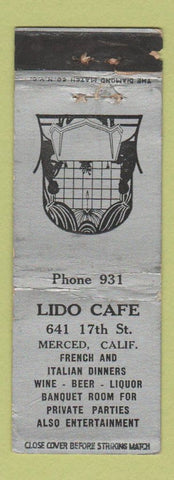 Matchbook Cover - Lido Cafe Merced CA WORN