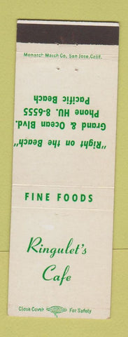 Matchbook Cover - Ringulet's Cafe Pacific Beach CA