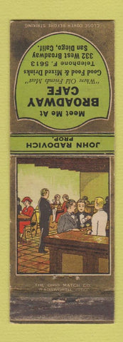 Matchbook Cover - Broadway Cafe San Diego CA WEAR