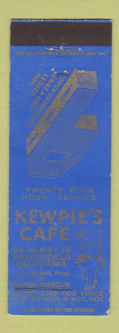 Matchbook Cover - Kewpie's Cafe Bakersfield CA WEAR