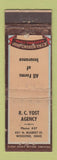 Matchbook Cover - RC Yost Insurance Wooster OH WORN