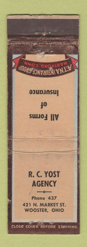 Matchbook Cover - RC Yost Insurance Wooster OH WORN