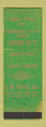 Matchbook Cover - HM Royal Pigments Los Angeles CA JM Huber WYEX EPC Channel