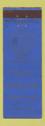 Matchbook Cover - Savoy Cafe San Diego CA