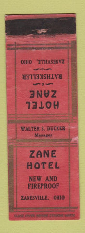 Matchbook Cover - Zane Hotel Zanesville OH WORN