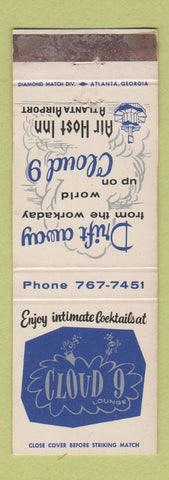 Matchbook Cover - Cloud 9 Lounge Atlanta GA Air Host Inn airport WORN
