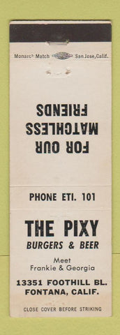 Matchbook Cover - The Pixy Hamburgers Fontana CA WEAR