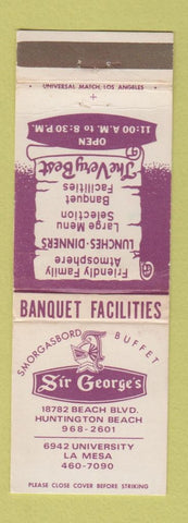 Matchbook Cover - Sir George's Restaurant Huntington Beach La Mesa CA