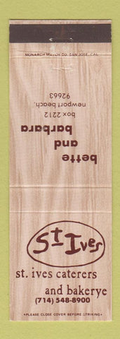 Matchbook Cover - St Ives Catering Bakery Newport Beach CA