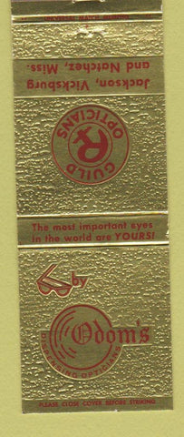 Matchbook Cover - Odom's Opticians Jackson Vicksburg Natchez MS