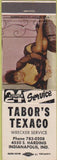 Matchbook Cover - Tabor's Texaco oil gas Indianapolis IN pinup