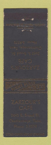 Matchbook Cover - Zarzour's Cafe Chattanooga TN