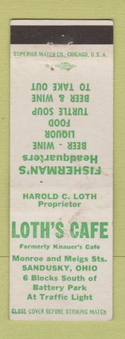 Matchbook Cover - Loth's Cafe Sandusky OH WEAR