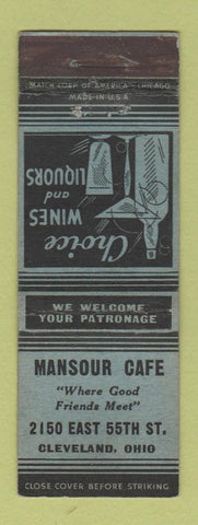 Matchbook Cover - Mansour Cafe Cleveland OH