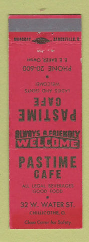 Matchbook Cover - Pastime Cafe Chillicothe OH