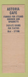 Matchbook Cover - Astoria Cafe Warren OH