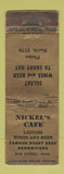 Matchbook Cover - Nickel's Cafe Fremont OH WORN