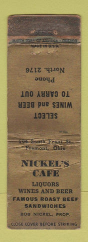 Matchbook Cover - Nickel's Cafe Fremont OH WORN