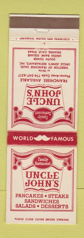 Matchbook Cover - Uncle John's Restaurant Orange CA CHAIN