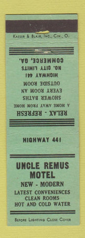 Matchbook Cover - Uncle Remus Motel Commerce GA