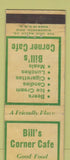 Matchbook Cover - Bill's Corner Cafe Tripp SD WEAR
