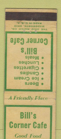 Matchbook Cover - Bill's Corner Cafe Tripp SD WEAR