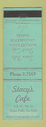 Matchbook Cover - Stacy's Cafe Sioux Falls SD