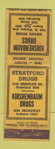 Matchbook Cover - Kirshenbaum Drug Stores Chicago IL Rogers Park ARROW WEAR