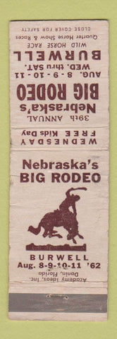 Matchbook Cover - Burwell NE Rodeo 1962 WORN