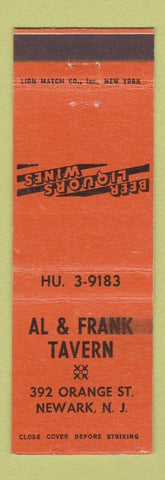 Matchbook Cover - Al & Frank Tavern Newark NJ