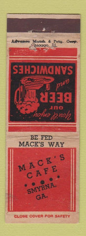 Matchbook Cover - Mack's Cafe Smyrna GA ADVANCE WEAR
