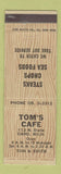 Matchbook Cover - Tom's Cafe Caro MI