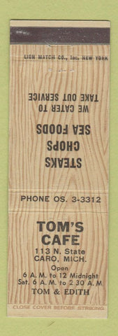 Matchbook Cover - Tom's Cafe Caro MI