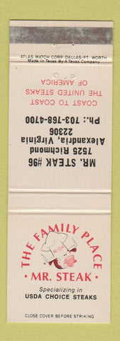 Matchbook Cover - Mr Steak Alexandria VA