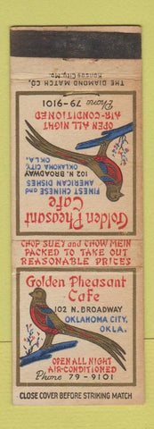 Matchbook Cover - Golden Pheasant Cafe Oklahoma City OK WORN