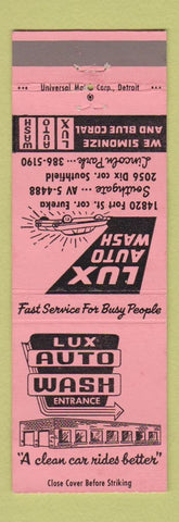 Matchbook Cover - Lux Auto Car Wash Lincoln Park Southgate MI