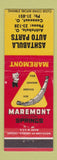 Matchbook Cover - Maremont Springs Ashtabula Auto Parts OH Conneaut