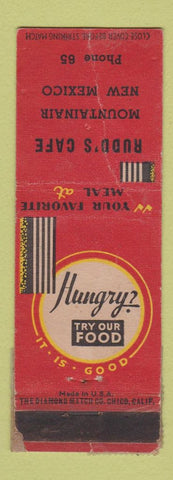 Matchbook Cover - Rudd's Cafe Mountainair NM low phone # WORN