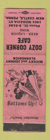 Matchbook Cover - Cozy Corner Cafe New Castle PA pinup POOR