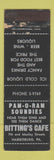 Matchbook Cover - Pam O Ram Soundries Bitting's Cafe Harrisburg PA WORN