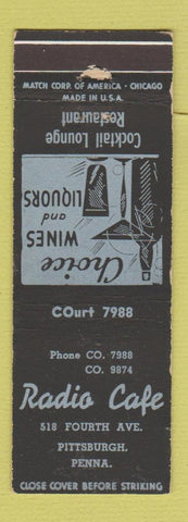 Matchbook Cover - Radio Cafe Pittsburgh PA WEAR