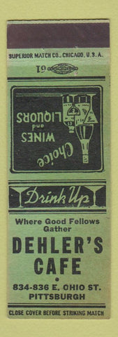 Matchbook Cover - Dehler's Cafe Pittsburgh PA